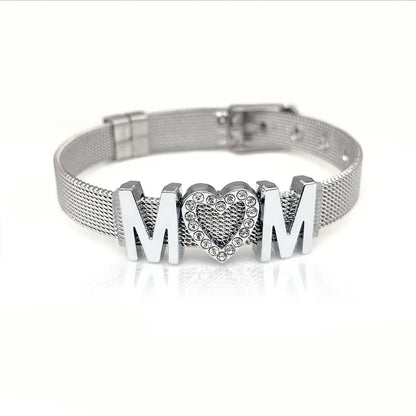 Bracelet steel zone '' mom '' with rhinestones-br276