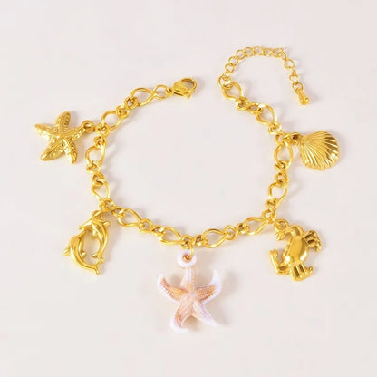 Bραχιόλι ατσάλινο χρυσό με charms - BR506