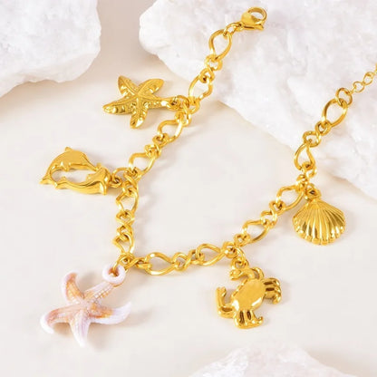 Bραχιόλι ατσάλινο χρυσό με charms - BR506