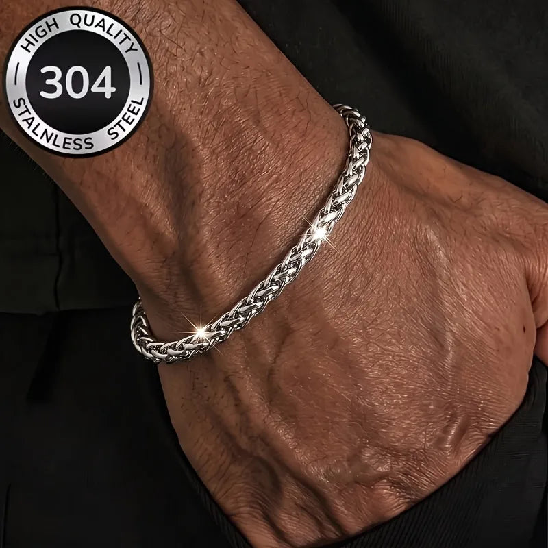 Bracelet chaîne argent acier - BR293