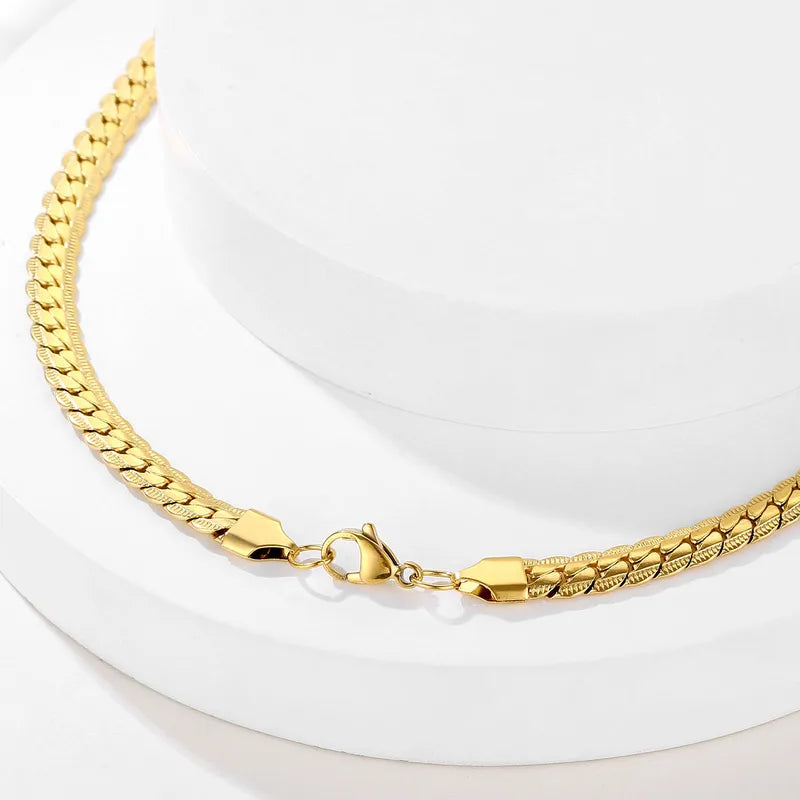 Κολιέ ατσάλι χρυσή αλυσίδα-NE125