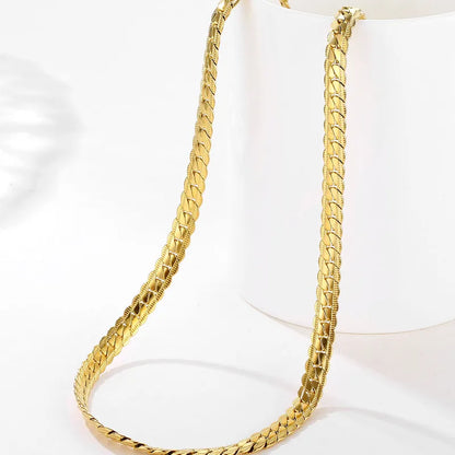 Κολιέ ατσάλι χρυσή αλυσίδα-NE125