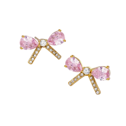 Σκουλαρίκια ατσάλι φιόγκοι με zircon-EA352