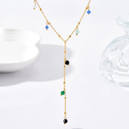 Κολιέ επιχρυσωμένο ατσάλι με πετρούλες - NE721