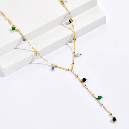 Κολιέ επιχρυσωμένο ατσάλι με πετρούλες - NE721