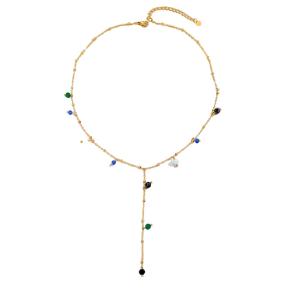 Κολιέ επιχρυσωμένο ατσάλι με πετρούλες - NE721