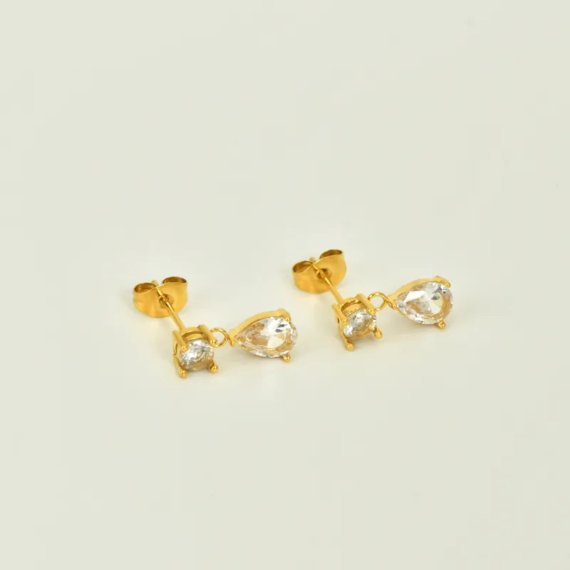 Σκουλαρίκια επιχρυσωμένο ατσάλι με zircon-EA346