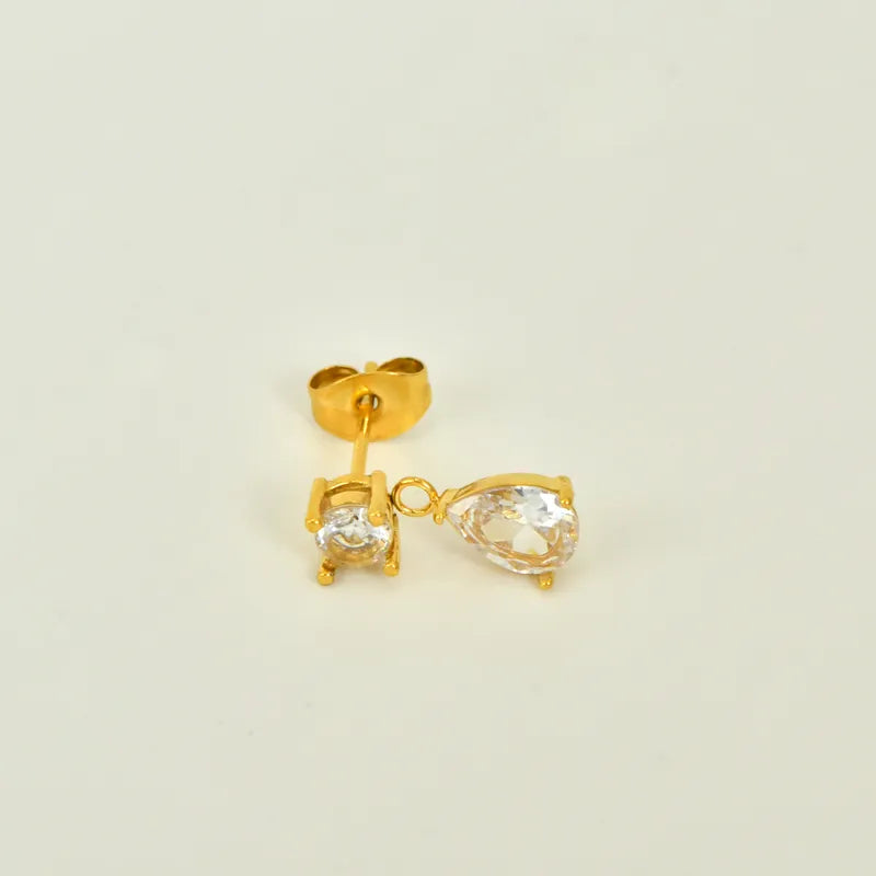 Σκουλαρίκια επιχρυσωμένο ατσάλι με zircon-EA346