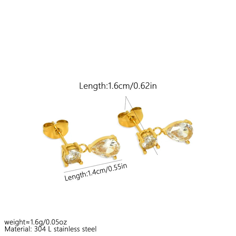 Σκουλαρίκια επιχρυσωμένο ατσάλι με zircon-EA346