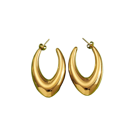 Earrings gold steel oval link-ea389