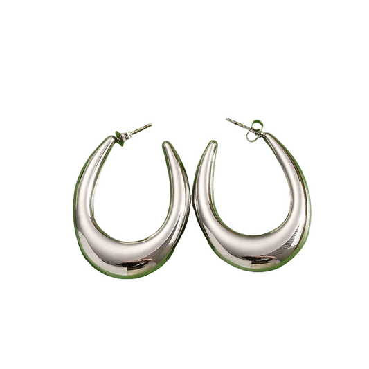 Earrings of silver steel oval link-ea436
