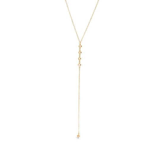 Colier lung din oțel placat cu aur cu zircon-NE011