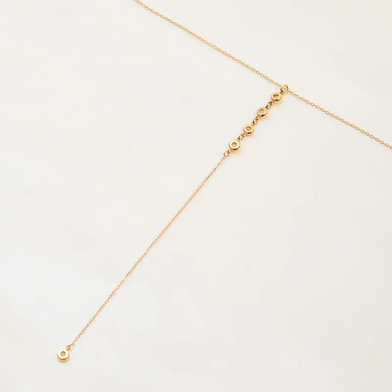 Κολιέ επιχρυσωμένο ατσάλι μακρύ με zircon-NE011