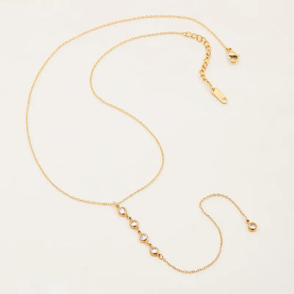 Κολιέ επιχρυσωμένο ατσάλι μακρύ με zircon-NE011