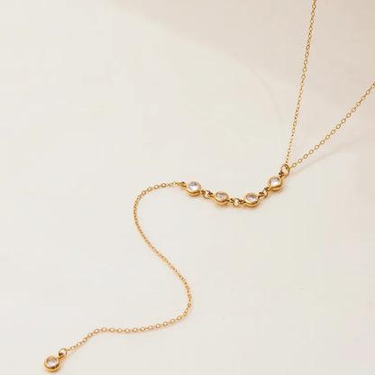 Κολιέ επιχρυσωμένο ατσάλι μακρύ με zircon-NE011