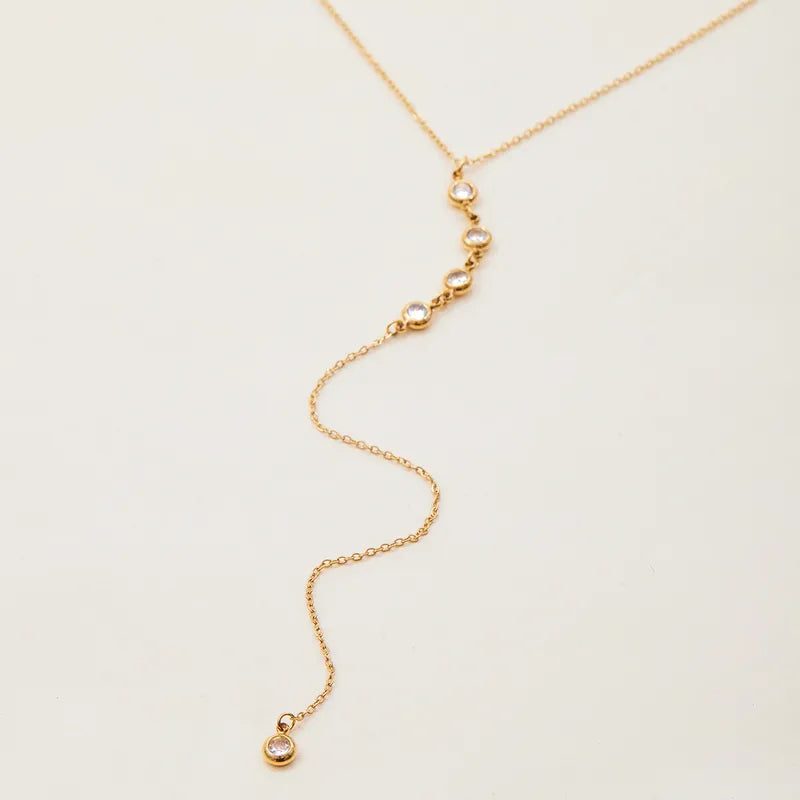 Κολιέ επιχρυσωμένο ατσάλι μακρύ με zircon-NE011