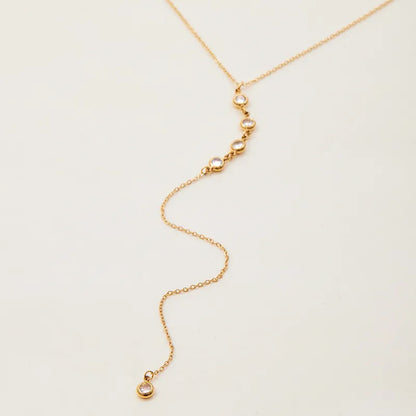 Κολιέ επιχρυσωμένο ατσάλι μακρύ με zircon-NE011