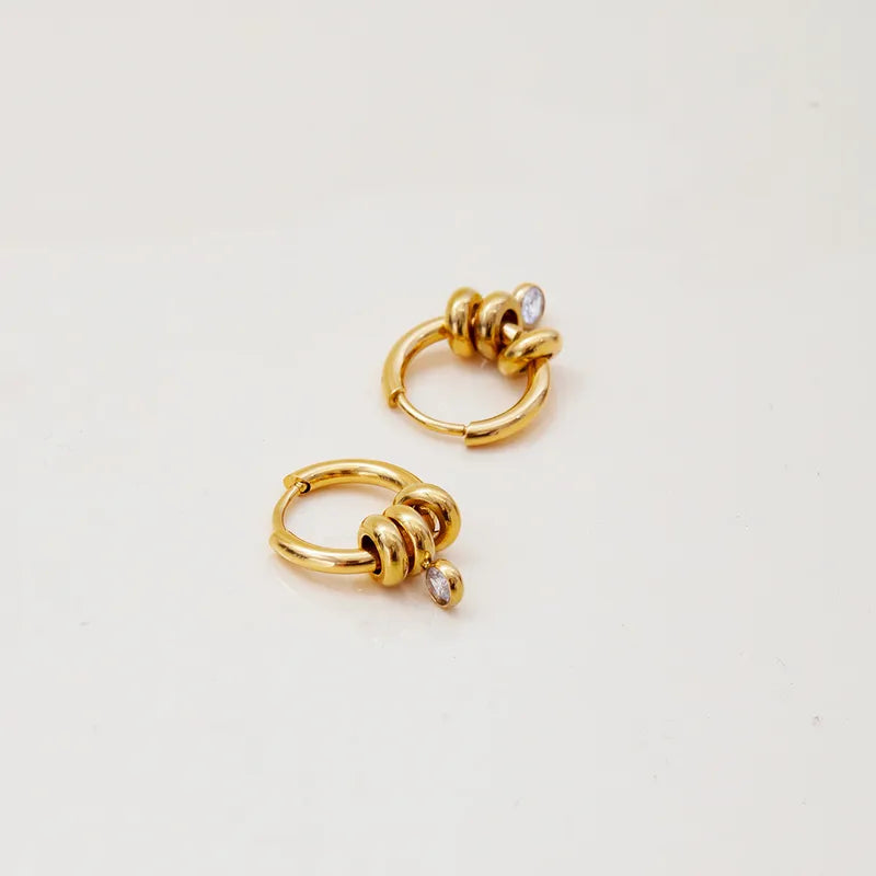 Σκουλαρίκια επιχρυσωμένο ατσάλι με zircon-EA635