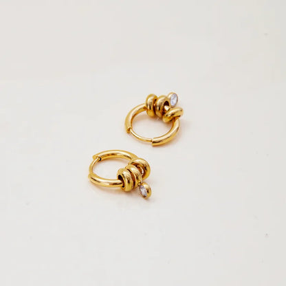 Σκουλαρίκια επιχρυσωμένο ατσάλι με zircon-EA635