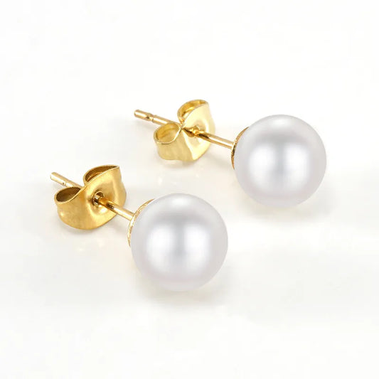 Earrings simply pearls with gold-plated steel-ea539