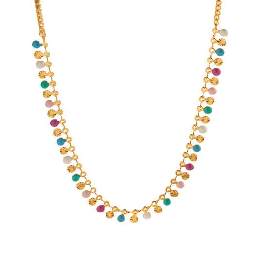 Necklace Gold Plot with Colorful Flouria-Ne197