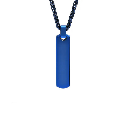Κολιέ μπλε ατσάλι stick-NE506