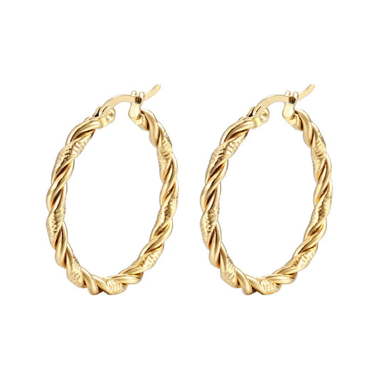 Earrings gold plated steel hoops-EA337