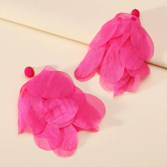 Σκουλαρίκια τούλινα φούξια -w391