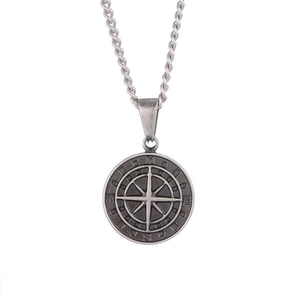 Κολιέ ατσάλι πυξίδα-NE092