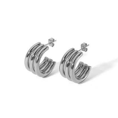 Earrings steel triple link-ea012