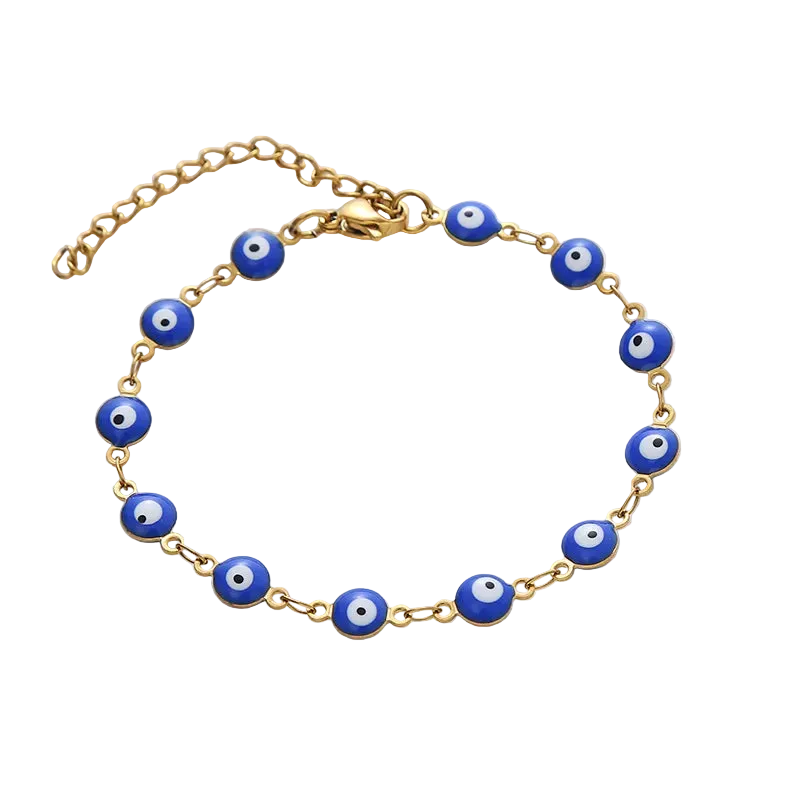 Βραχιόλι ατσάλι με μπλε ματάκια - BR442