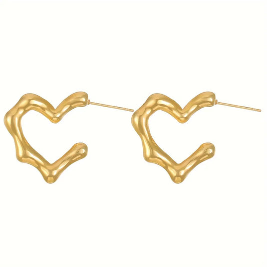 Earrings steel golden hearts- EA126