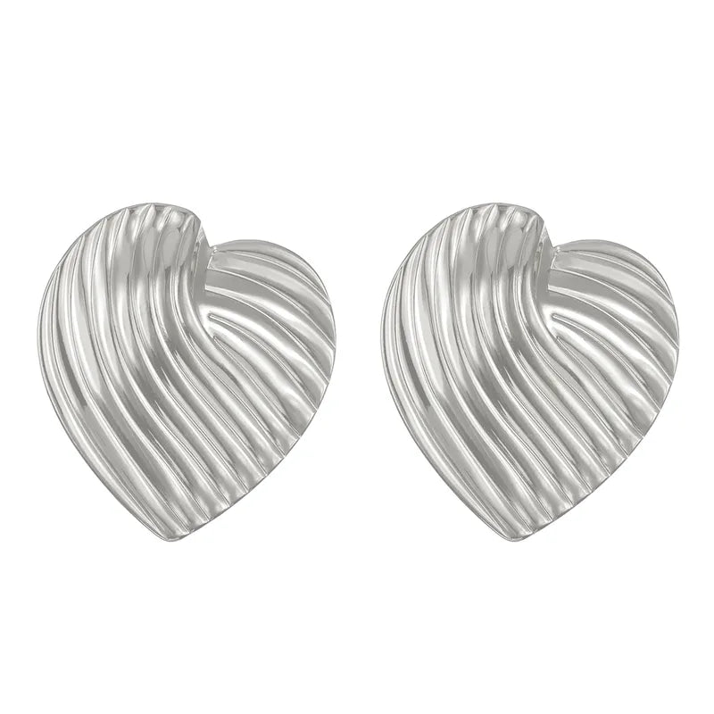 Earrings steel silver hearts - EA458
