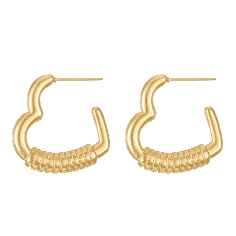 Earrings steel golden hearts - EA397