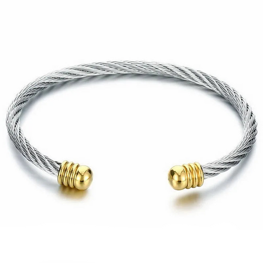 Bratara deschisa din otel cu impletitura-BR223