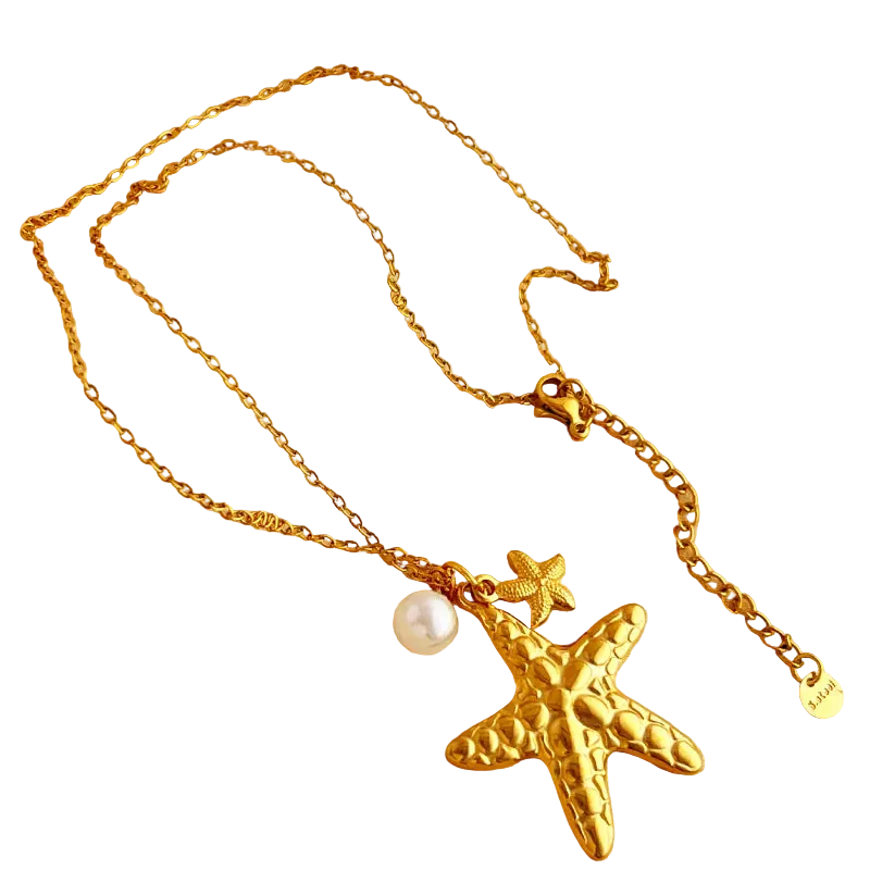 Κολιέ επιχρυσωμένο ατσάλι με αστερία - NE698