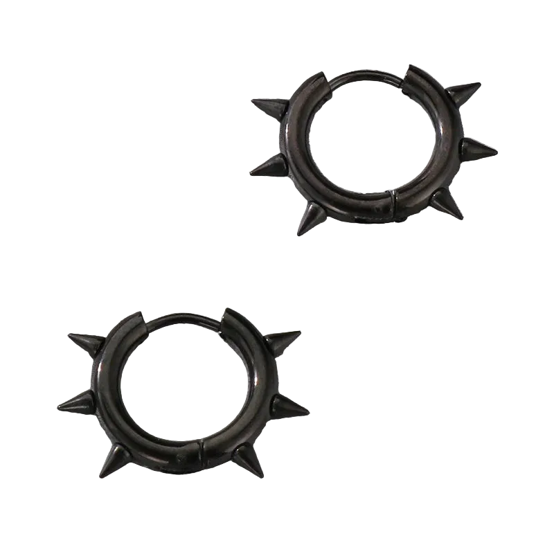 Σκουλαρίκια μαύρο ατσάλι με καρφιά-EA701