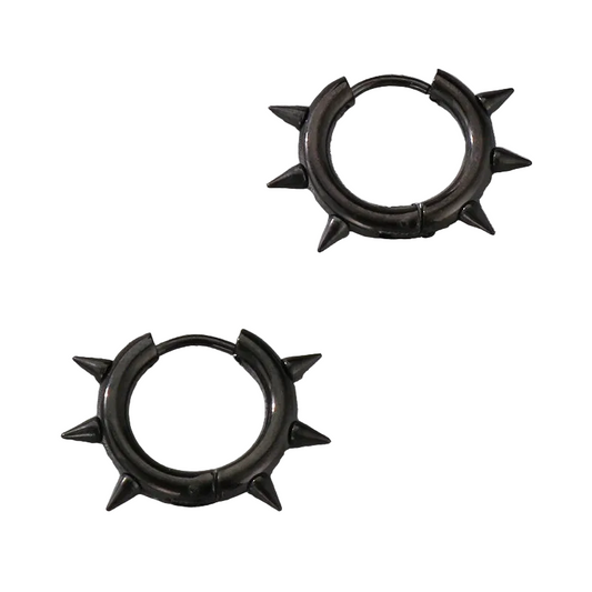 Σκουλαρίκια μαύρο ατσάλι με καρφιά-EA701