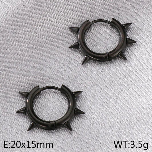 Σκουλαρίκια μαύρο ατσάλι με καρφιά-EA701