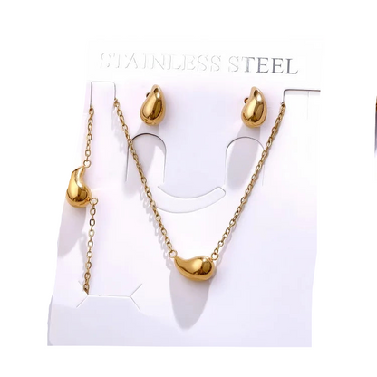 Σετ επιχρυσωμένο ατσάλι κολιέ σκουλαρίκια βραχιόλι-SET030