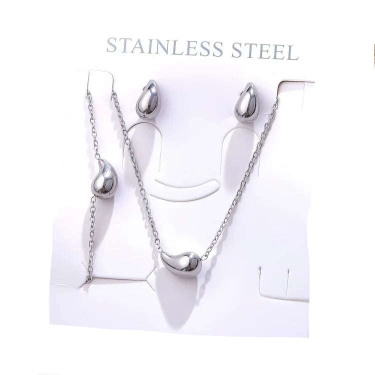 Σετ ατσάλι κολιέ σκουλαρίκια βραχιόλι-SET022