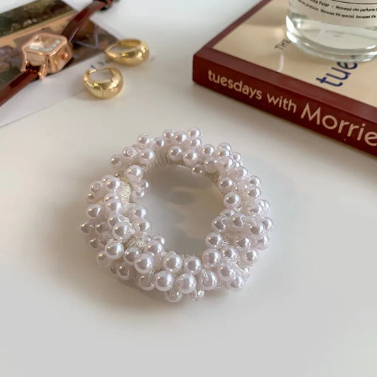 Λαστιχάκι με λευκές πέρλες - HA001