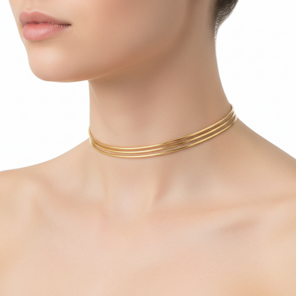 Κολιέ επιχρυσωμένο ατσάλι τσόκερ-NE325