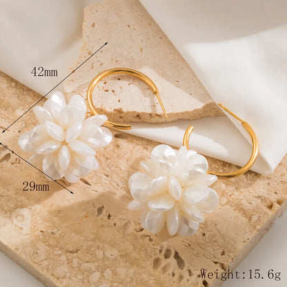 Σκουλαρίκια επιχρυσωμένο ατσάλι ακρυλικά λουλούδια- EA783