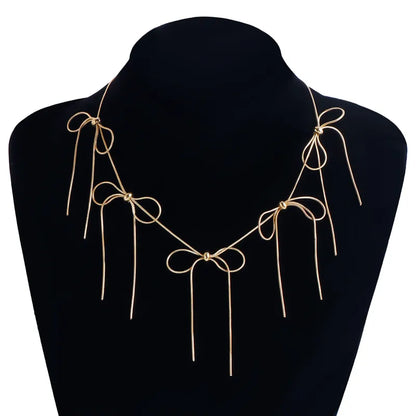 Necklace with gold bows - w460