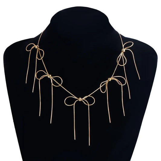 Necklace with gold bows - w460