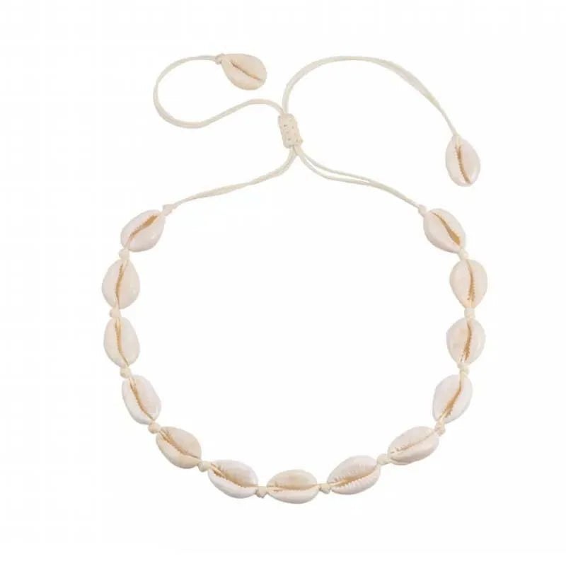 Necklace with rope and shells - w452