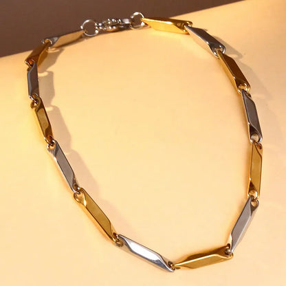 Κολιέ επιχρυσωμένο ατσάλι με ασημί-br500