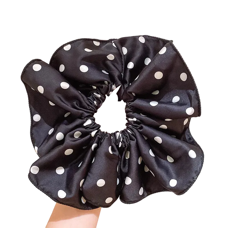 Λαστιχάκι scrunchie μαύρο πουά - HA073