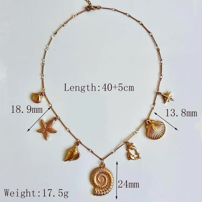 Κολιέ επιχρυσωμένο ατσάλι με καλοκαιρινά charms - NE666